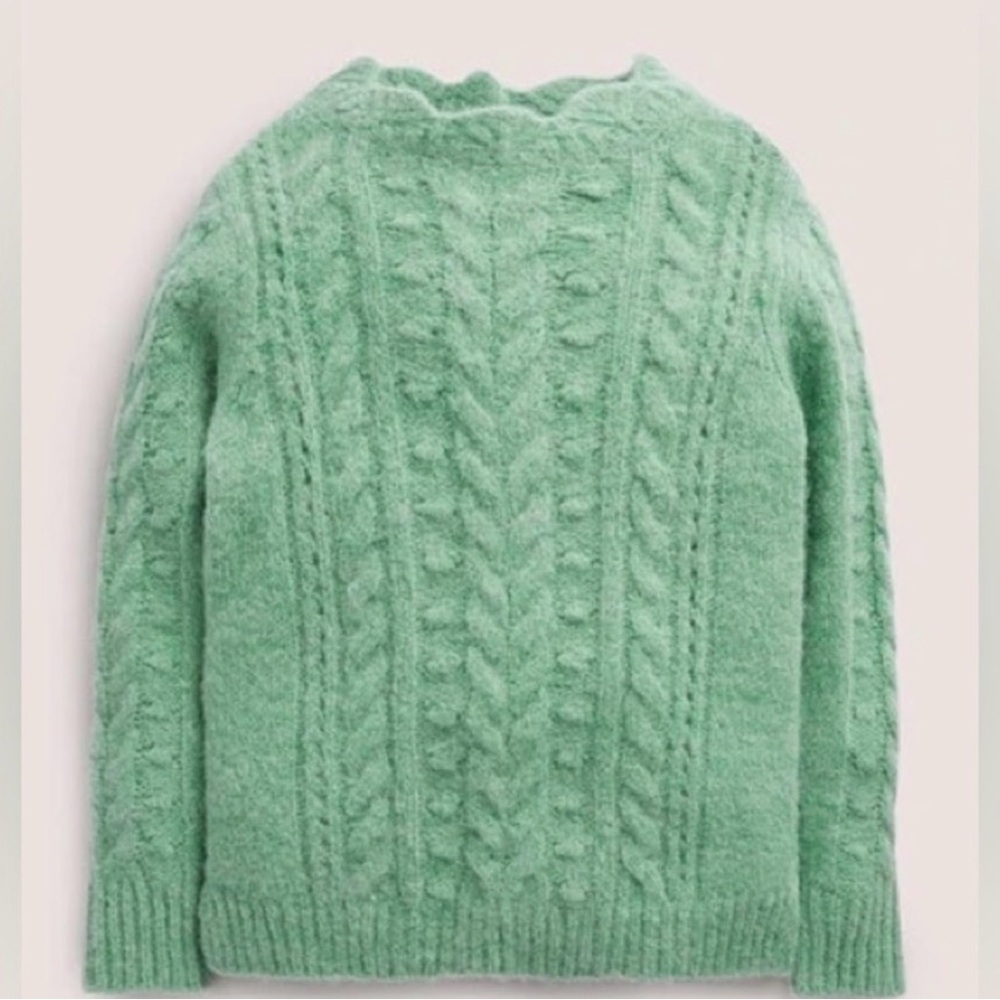 Mini‎ Boden Pointelle Cable Jumper Green Girls 11-12 NWT